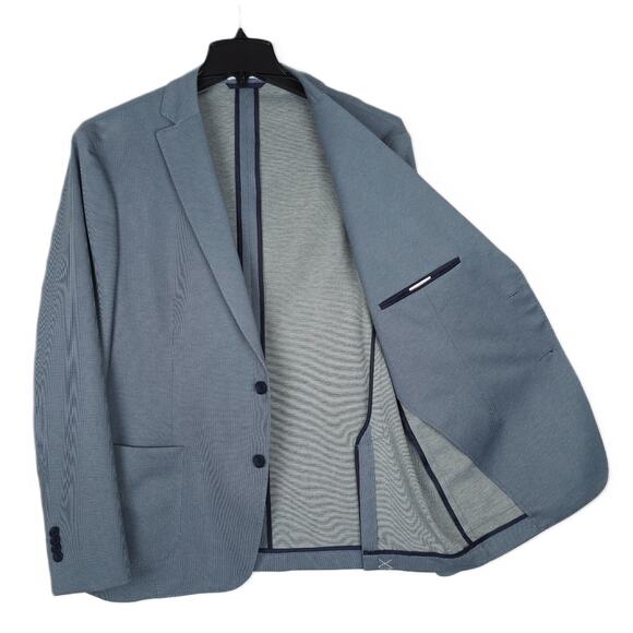 Bar III Men's Slim-Fit Stretch Knit Sport Coat Dark Blue Micro Zig Zag 44R NWT - Picture 2 of 7